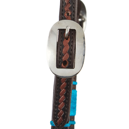Turquoise Rawhide Rope Tooled Single Ear Headstall