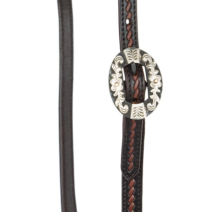 Heavy Oiled Rope Tooling Floral Bar Double Buckle Single Ear Headstall