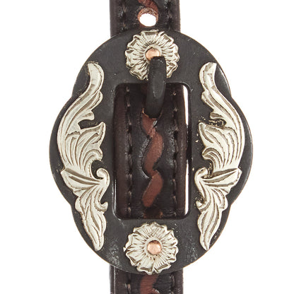 Heavy Oiled Rope Tooling Double Flower Buckle Single Ear Headstall
