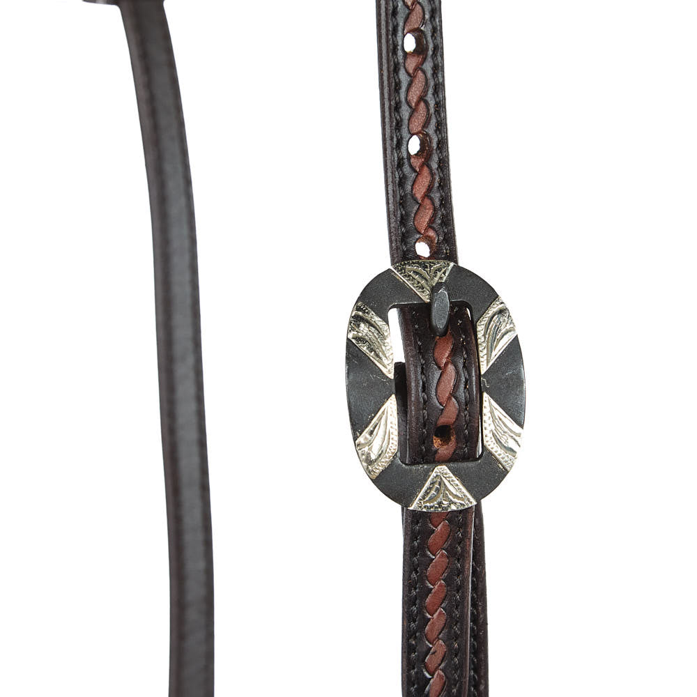 Heavy Oiled Rope Tooling Oval Silver Bar Buckle Single Ear Headstall