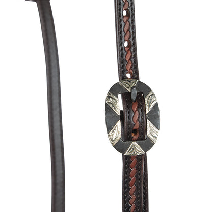 Heavy Oiled Rope Tooling Oval Silver Bar Buckle Single Ear Headstall
