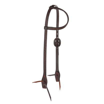 Heavy Oiled Rope Tooling Silver Scroll Double Buckle 5 8 Inch Single Ear Headstall