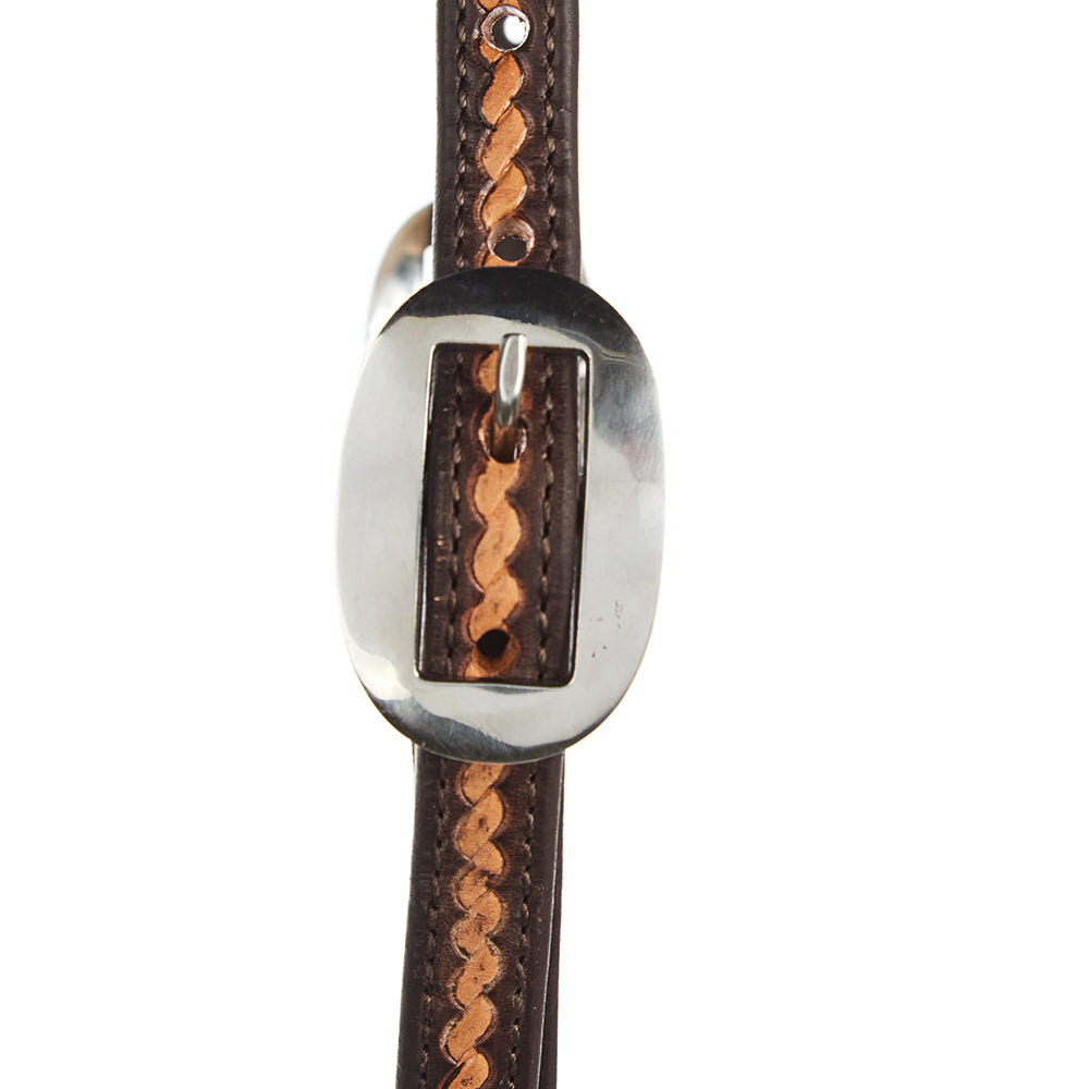 Medium Oil Rope Tooled 5 8 Single Ear Headstall