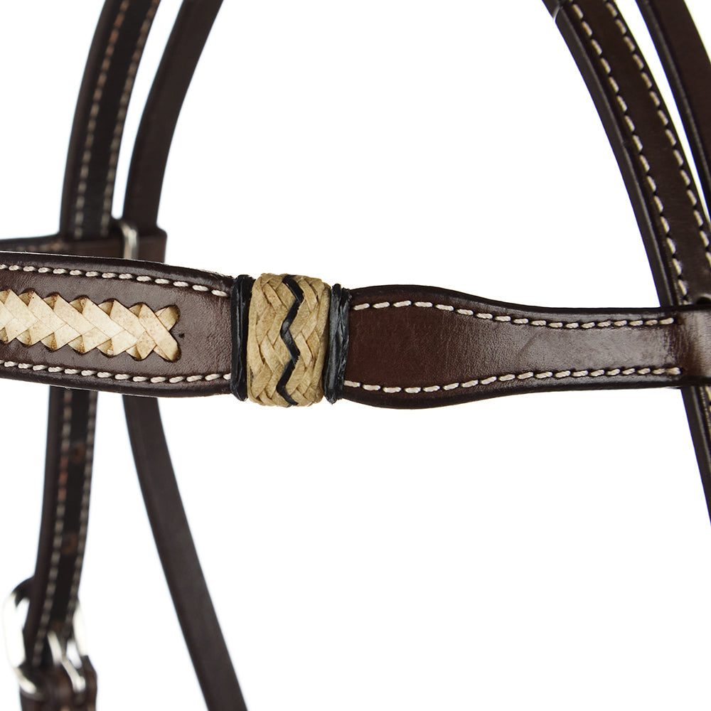 Braided Rawhide Chocolate Browband Headstall