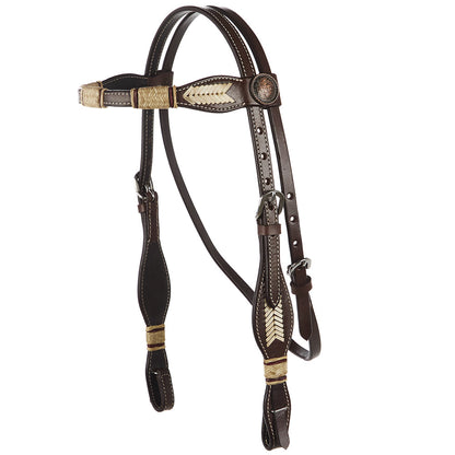 Natural Rawhide Scalloped Quick Change Browband Headstall