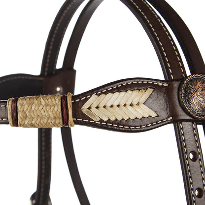 Natural Rawhide Scalloped Quick Change Browband Headstall