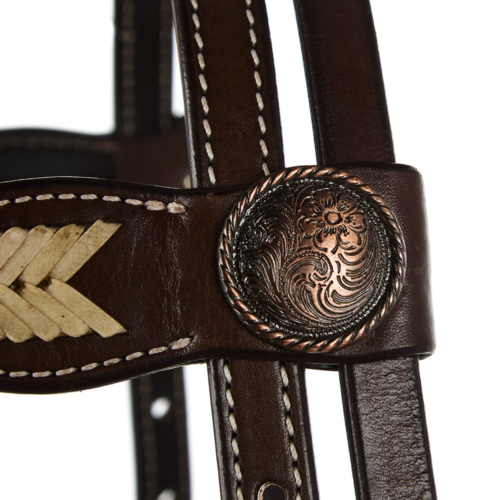 Natural Rawhide Scalloped Quick Change Browband Headstall