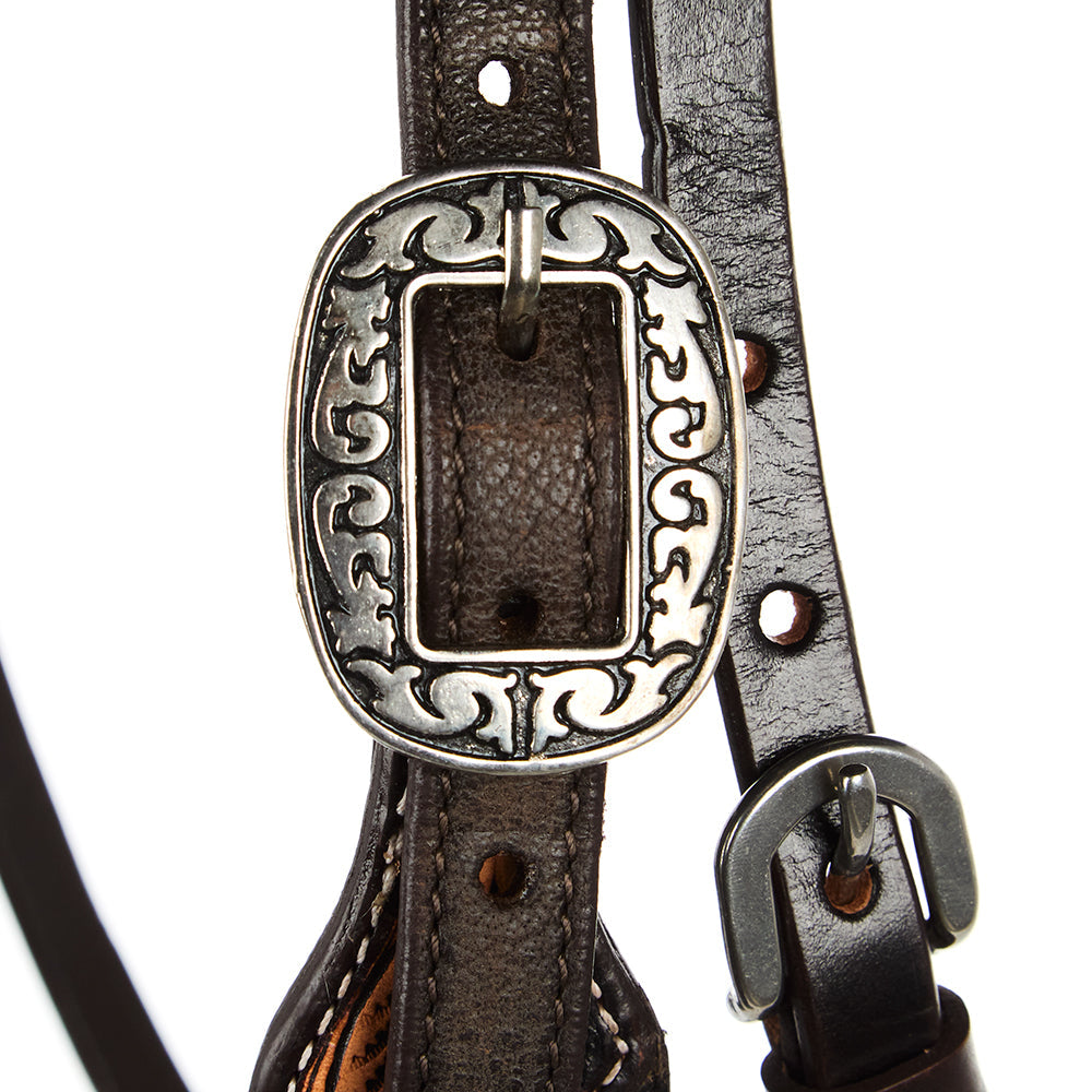 Black Overlay Tooled Combo Browband Headstall