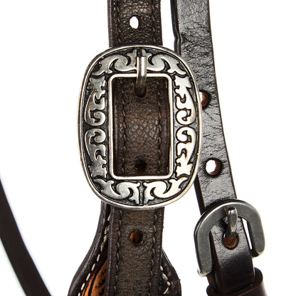 Black Overlay Tooled Combo Browband Headstall