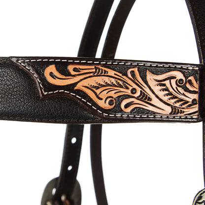 Black Overlay Tooled Combo Browband Headstall