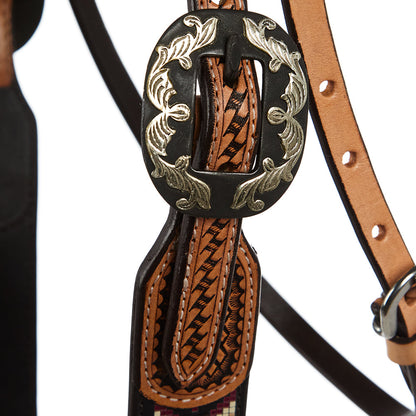 Burgundy Cream Embossed Beadwork Browband Headstall