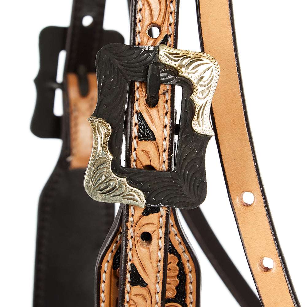 Natural Floral Tooling Browband Headstall