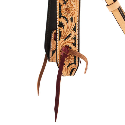 Natural Floral Tooling Browband Headstall