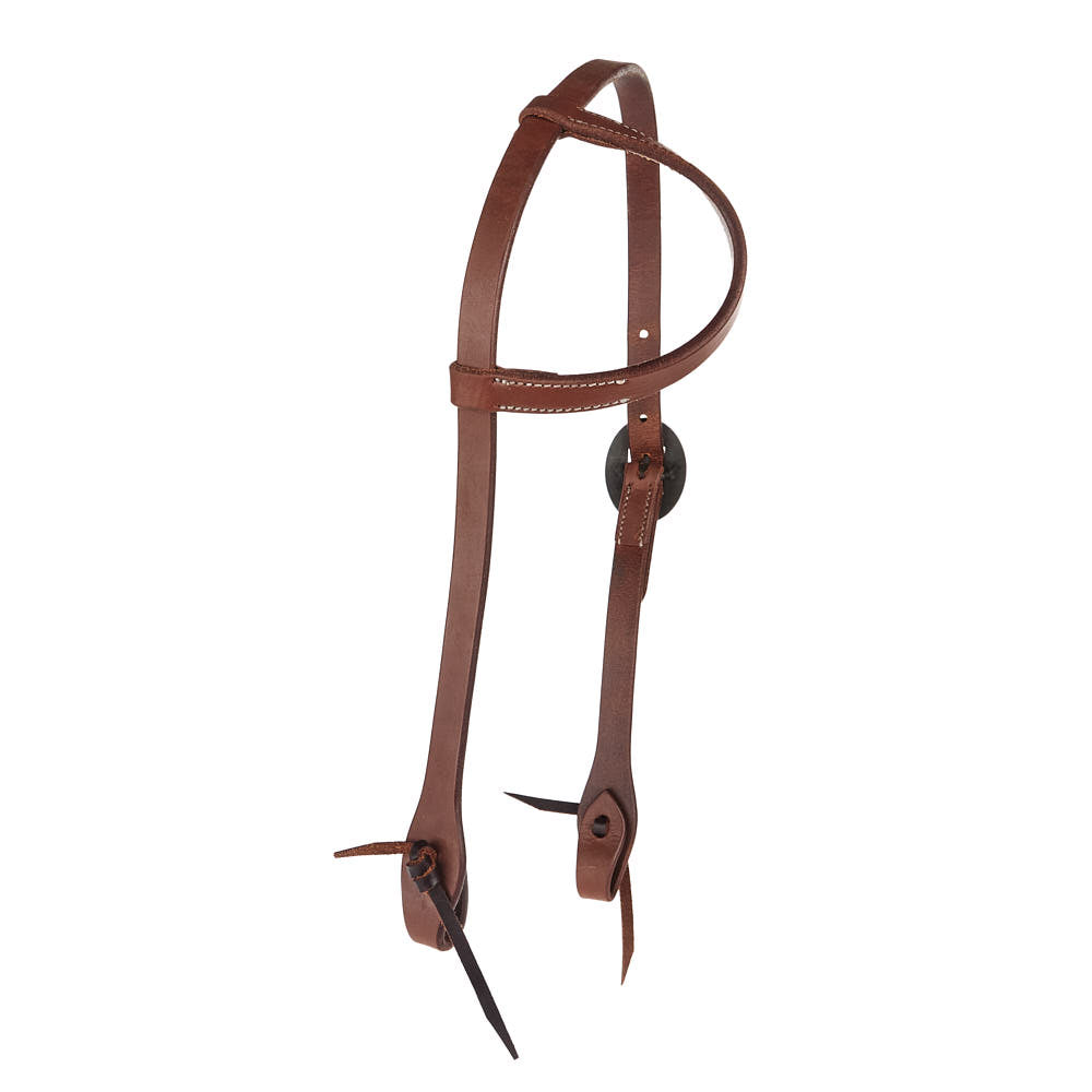 Heavy Oil Harness Leather Floral Silver Bar Single Buckle Single Ear Headstall