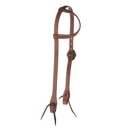 Heavy Oil Harness Leather Double Flower Buckle Single Ear Headstall