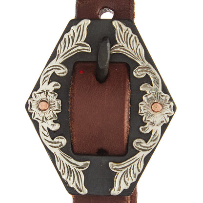 Heavy Oil Harness Leather Floral Diamond Single Buckle Single Ear Headstall