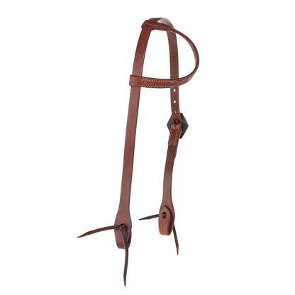 Heavy Oil Harness Leather Floral Diamond Single Buckle Single Ear Headstall