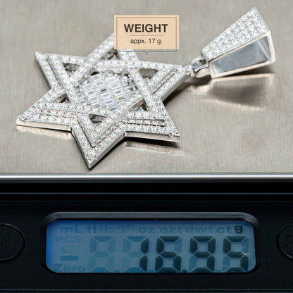 Moissanite Star Of David Pendant Solid 925 Sterling Silver