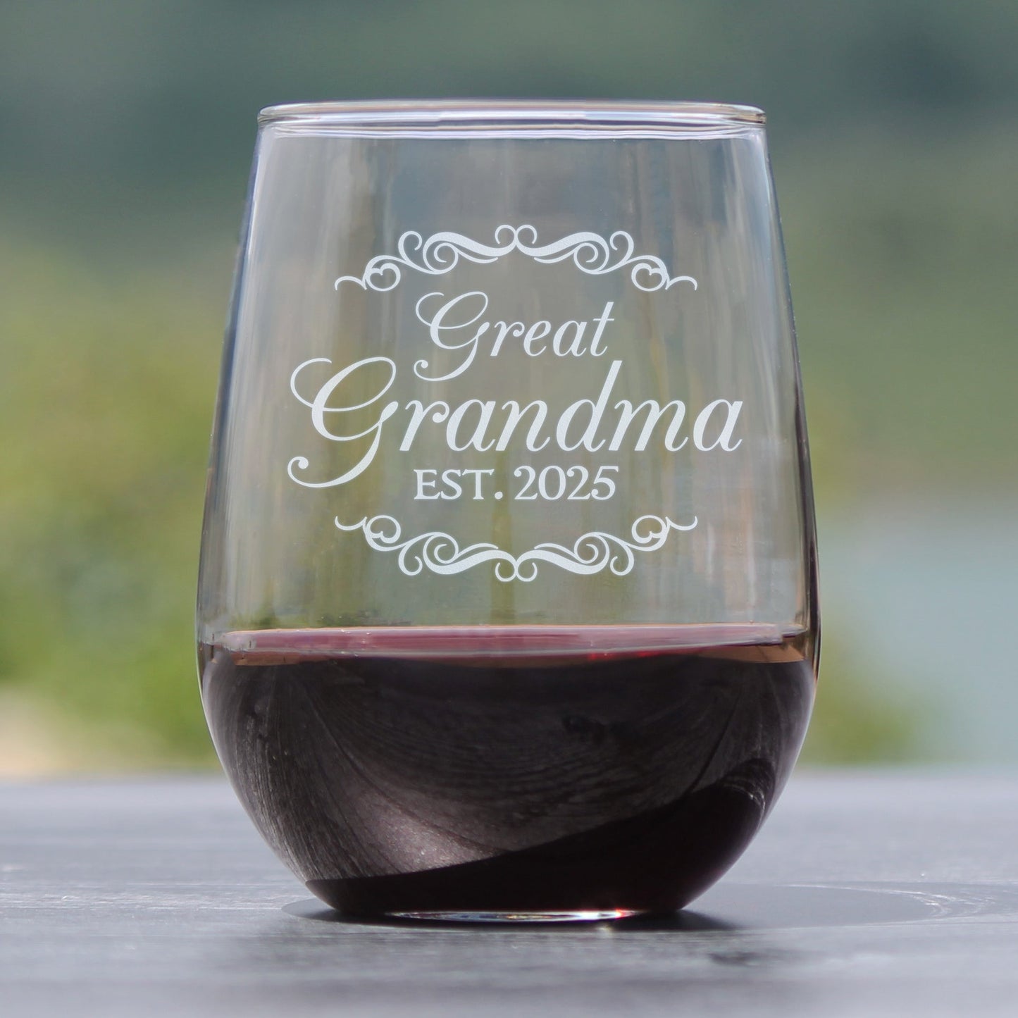 Great Grandma Est 2025 - New Great Grandmother Stemless Wine Glass Gift for First Time Great Grandparents - Decorative 17 Oz Large Glasses