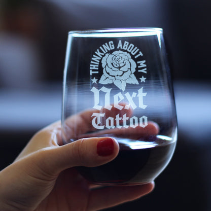 Next Tattoo Engraved Stemless Wine Glass Gifts for Tattoo Artist Large Wine Glasses - 17 oz