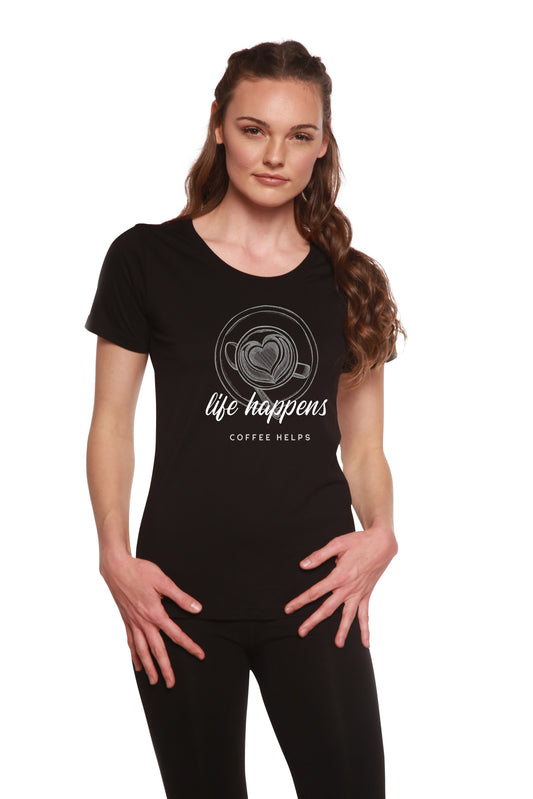Life Happens Printed Women's Bamboo/Cotton Short Sleeve Scoop Neck T-Shirt