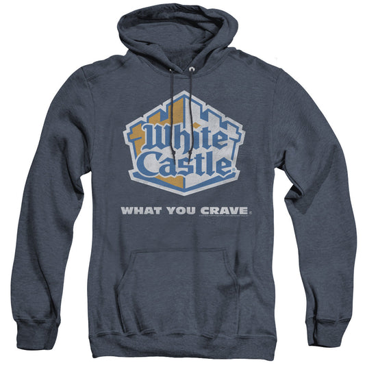 White Castle Distressed Logo Mens Heather Hoodie Navy Officially Licensed