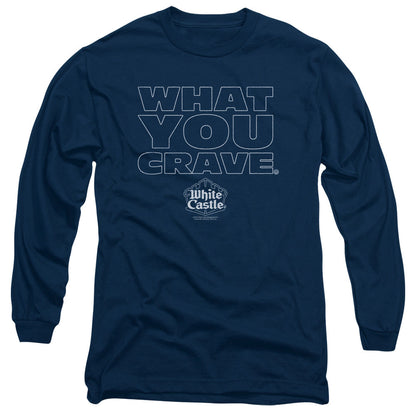 White Castle Craving Mens Long Sleeve Shirt Navy Officially Licensed