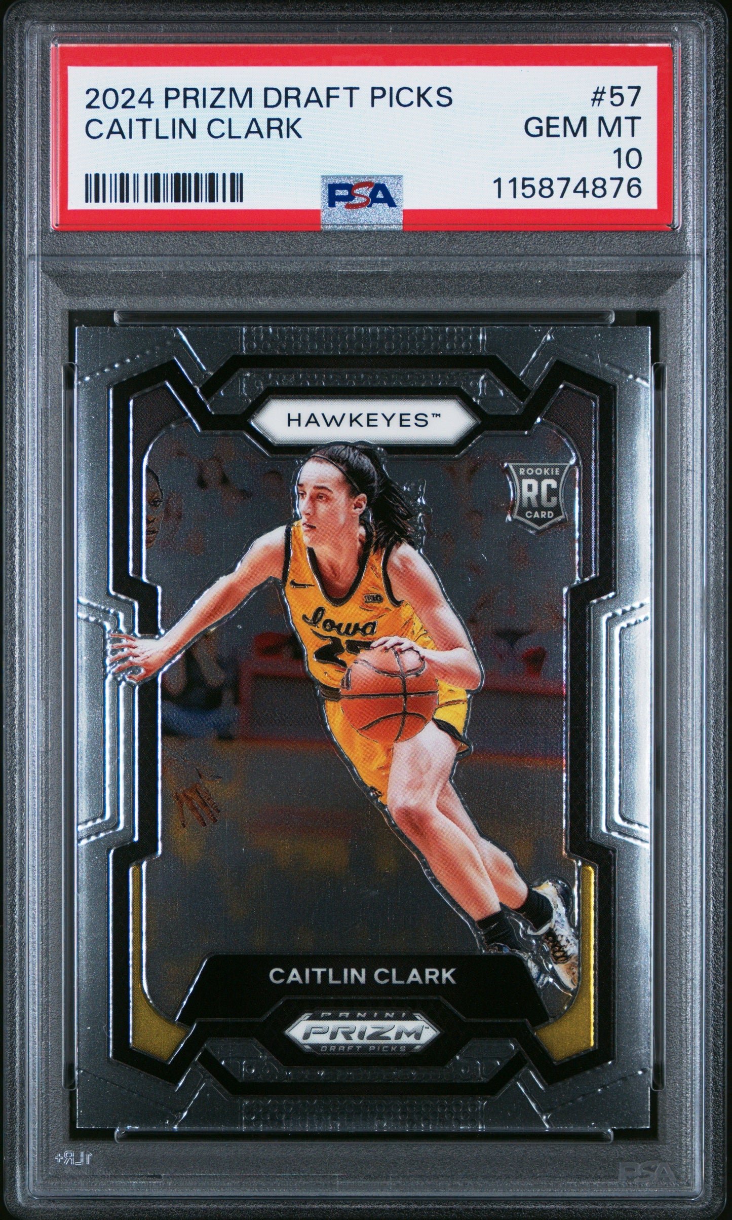 Graded 2024 Panini Prizm Draft Picks Caitlin Clark #57 Rookie RC Basketball Card PSA 10 Gem Mint