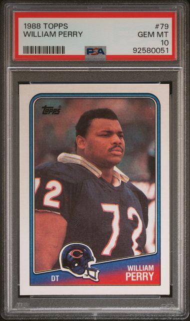 Graded 1988 Topps William "The Refrigerator" Perry #79 Football Card PSA 10 Gem Mint