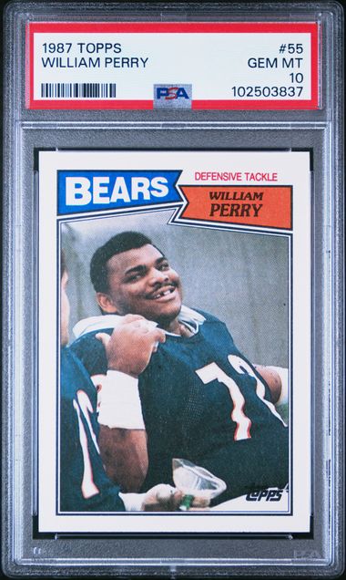 Graded 1987 Topps William The Refrigerator Perry #55 Football Card PSA 10 Gem Mint