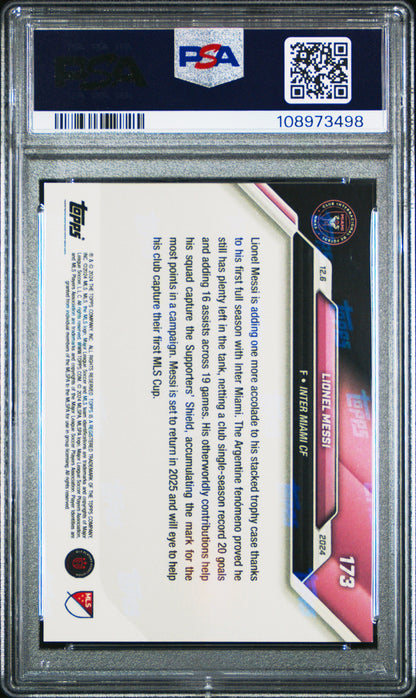 Graded 2024 Topps Now MLS Lionel Messi #173 Black /99 Soccer Card PSA 10 Gem Mint