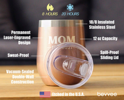 Mom Est. 2021 - Bold - Wine Tumbler