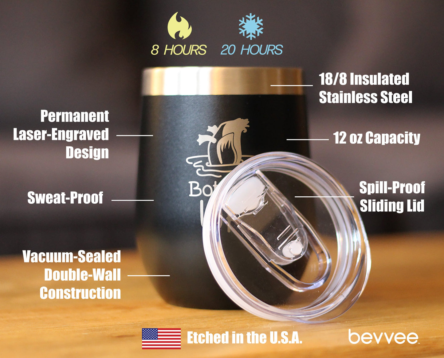 Bottoms Up - Wine Tumbler Glass with Sliding Lid - Stainless Steel Insulated Mug - Funny Ducks Gift for Women and Men