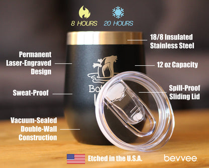 Bottoms Up - Wine Tumbler Glass with Sliding Lid - Stainless Steel Insulated Mug - Funny Ducks Gift for Women and Men