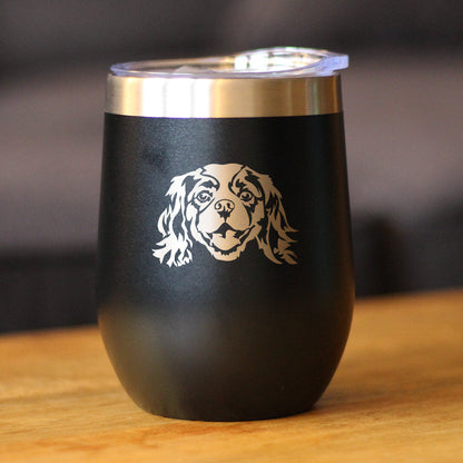 Cavalier King Charles Spaniel Face - Wine Tumbler