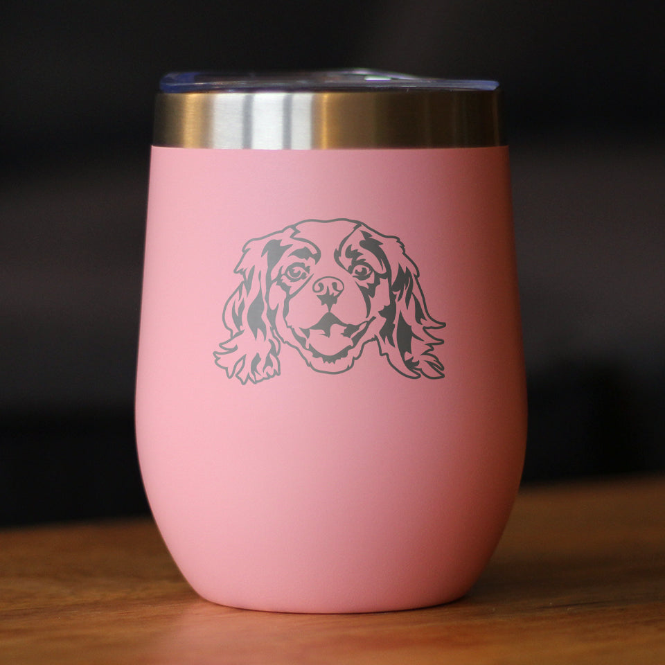 Cavalier King Charles Spaniel Face - Wine Tumbler