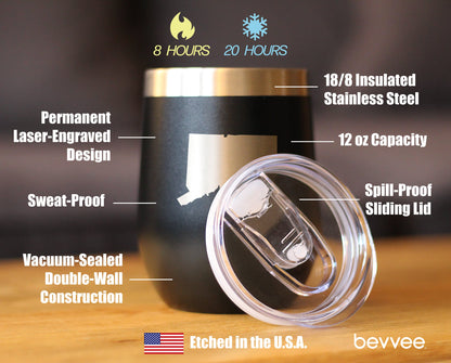 Connecticut State Outline - Wine Tumbler