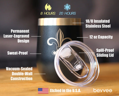 Fleur de Lis - Cute Lily Themed Gifts - Gift for Lovers of French & Italian Culture - Wine Tumbler