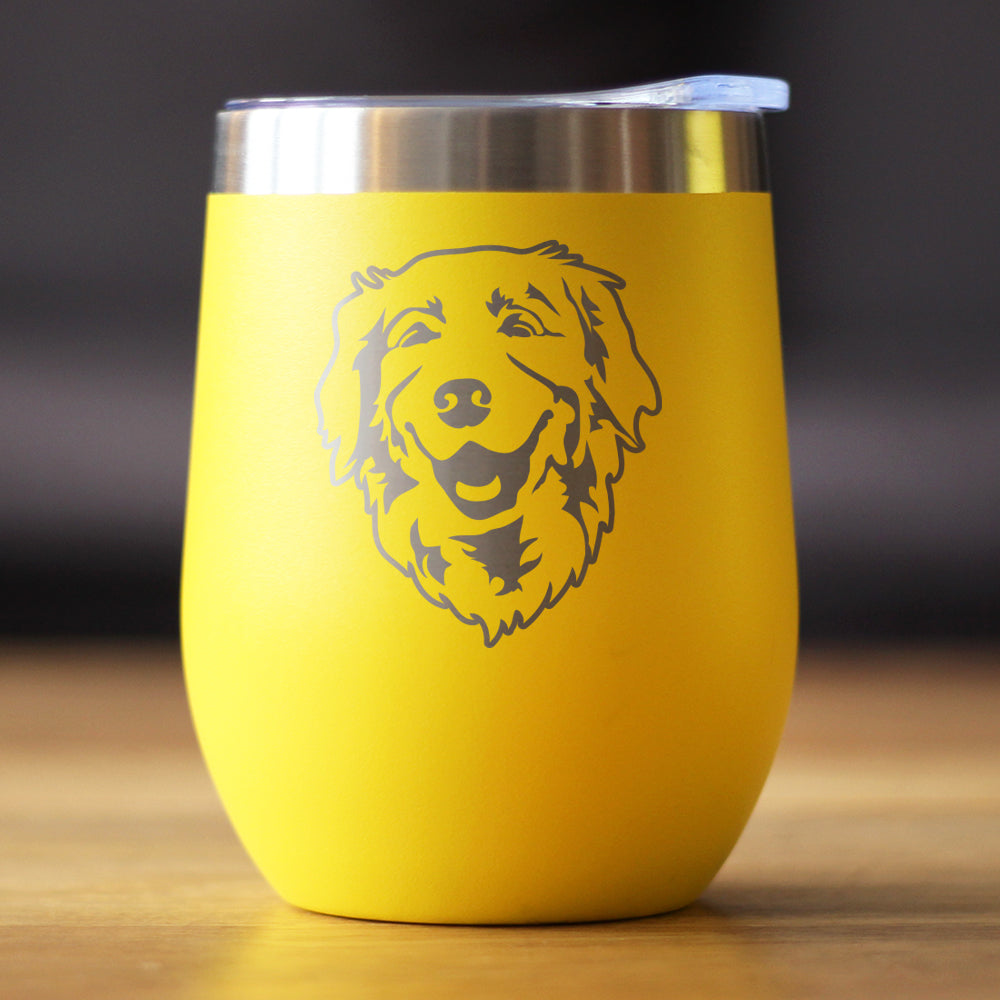 NEW Golden Retriever Happy Face - Wine Tumbler