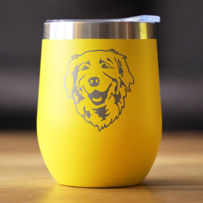 NEW Golden Retriever Happy Face - Wine Tumbler