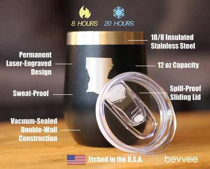 Louisiana State Outline - Wine Tumbler