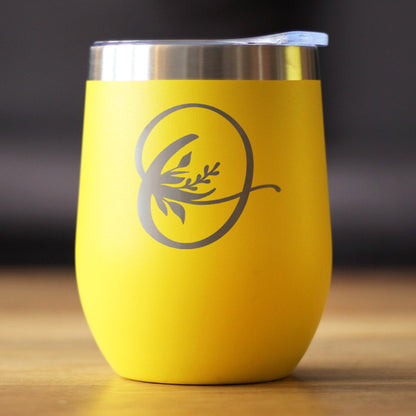 Monogram Floral Initial Letter O - Wine Tumbler