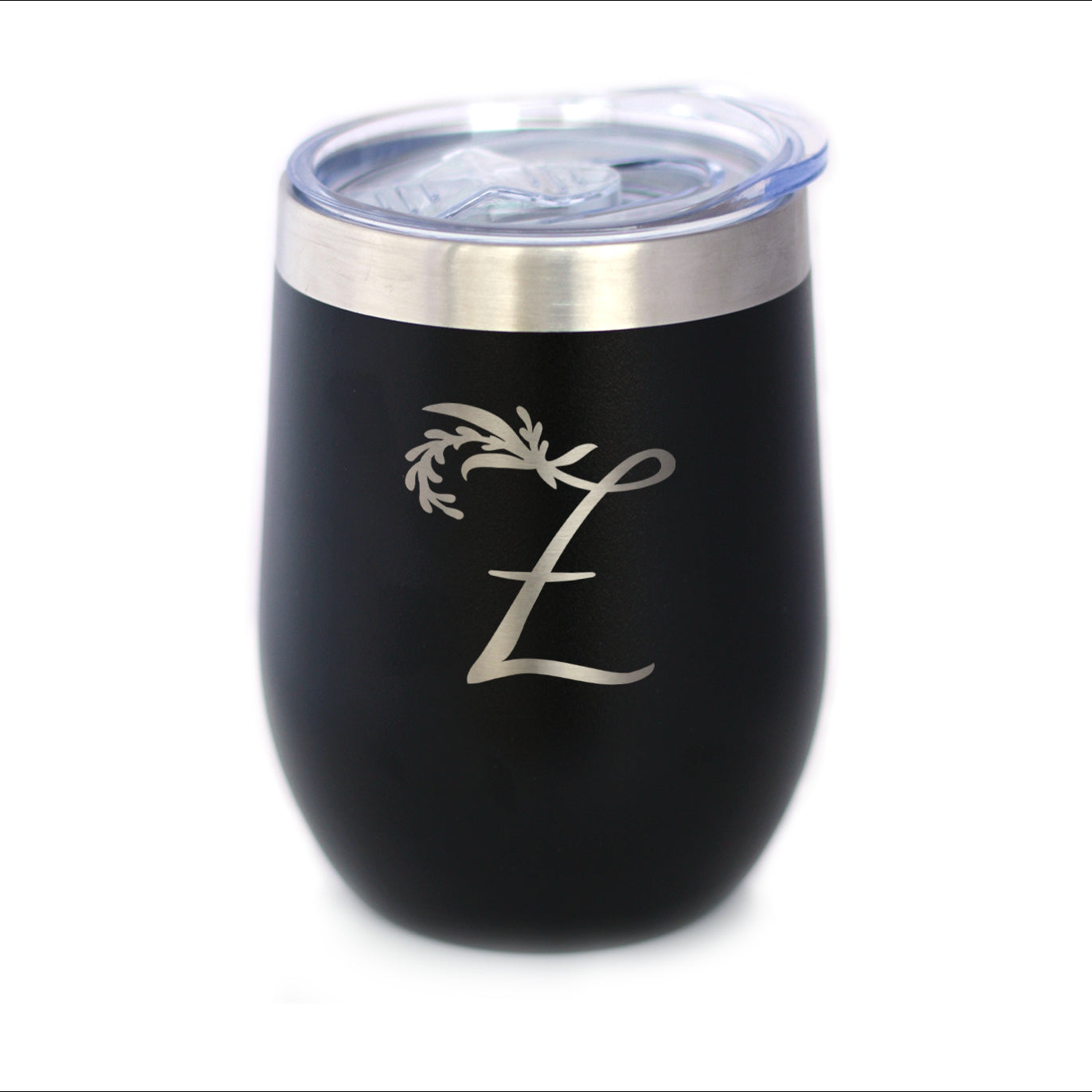 Monogram Floral Initial Letter Z - Wine Tumbler