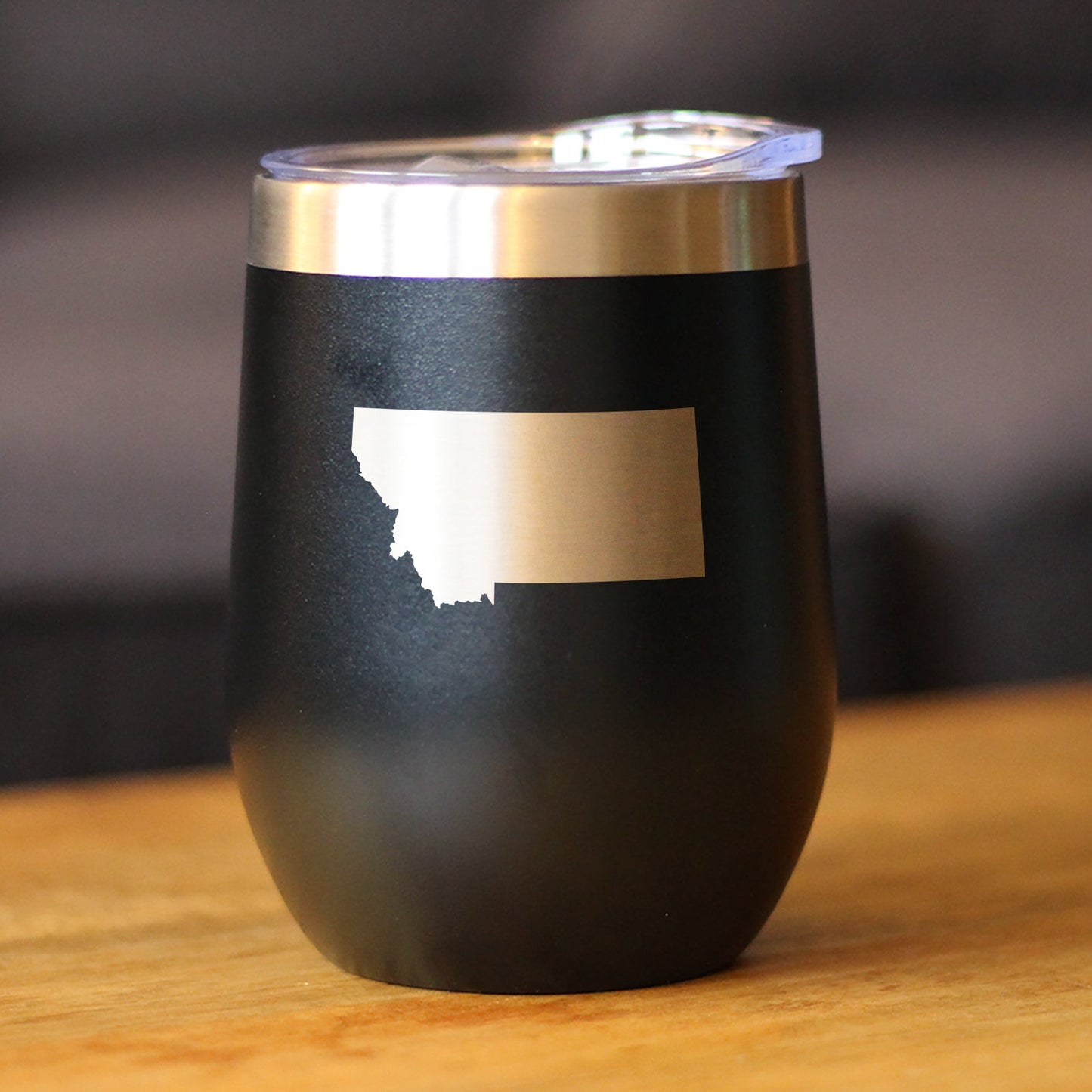 Montana State Outline - Wine Tumbler Glass with Sliding Lid - Stainless Steel Insulated Mug - Montana Gifts for Women and Men Montanans