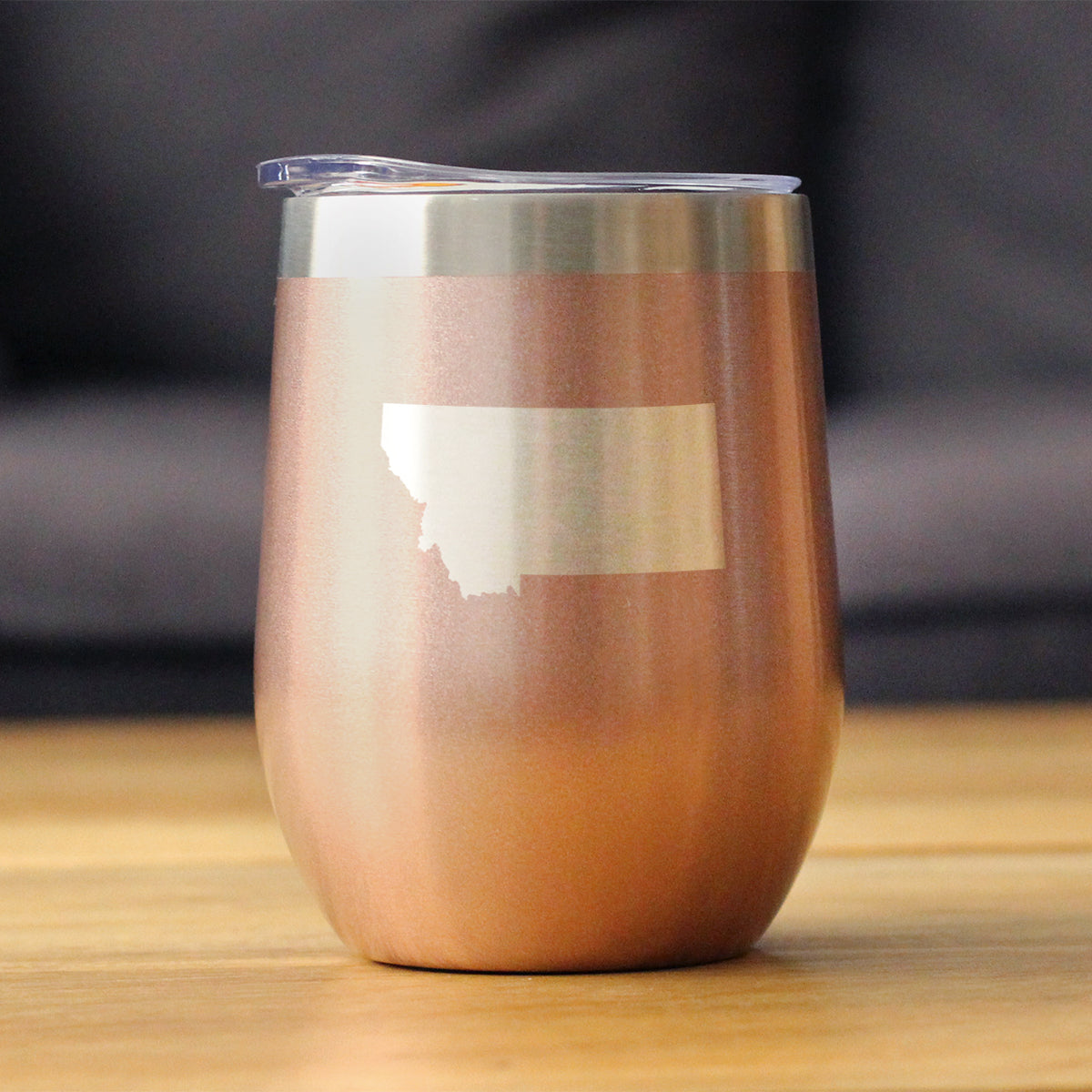 Montana State Outline - Wine Tumbler Glass with Sliding Lid - Stainless Steel Insulated Mug - Montana Gifts for Women and Men Montanans