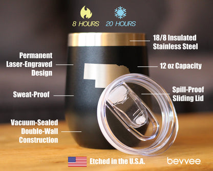 Nebraska State Outline - Wine Tumbler