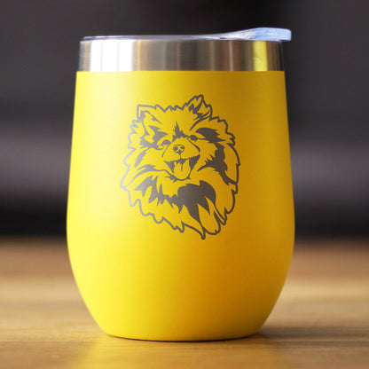 Pomeranian Face - Wine Tumbler