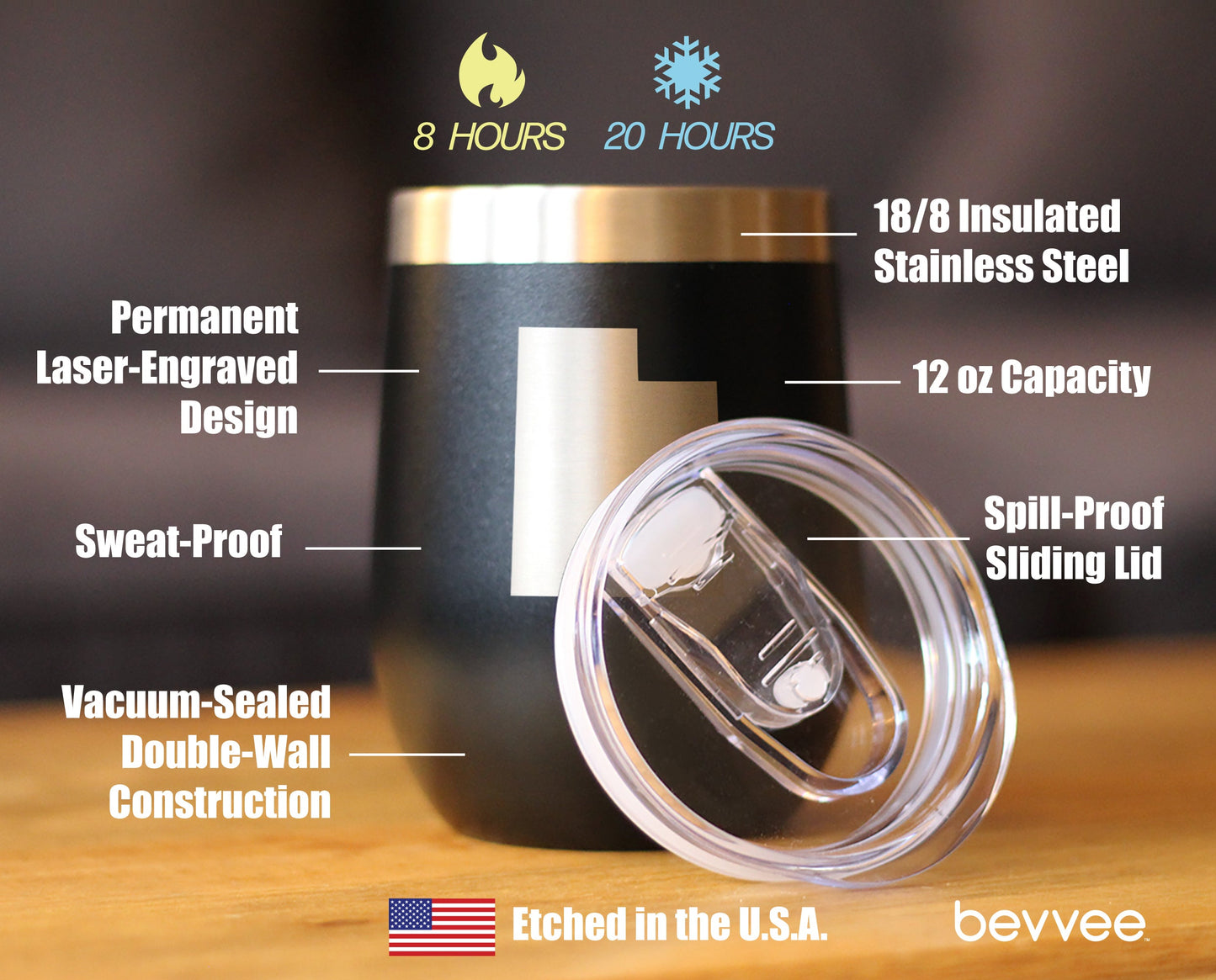 Utah State Outline - Wine Tumbler