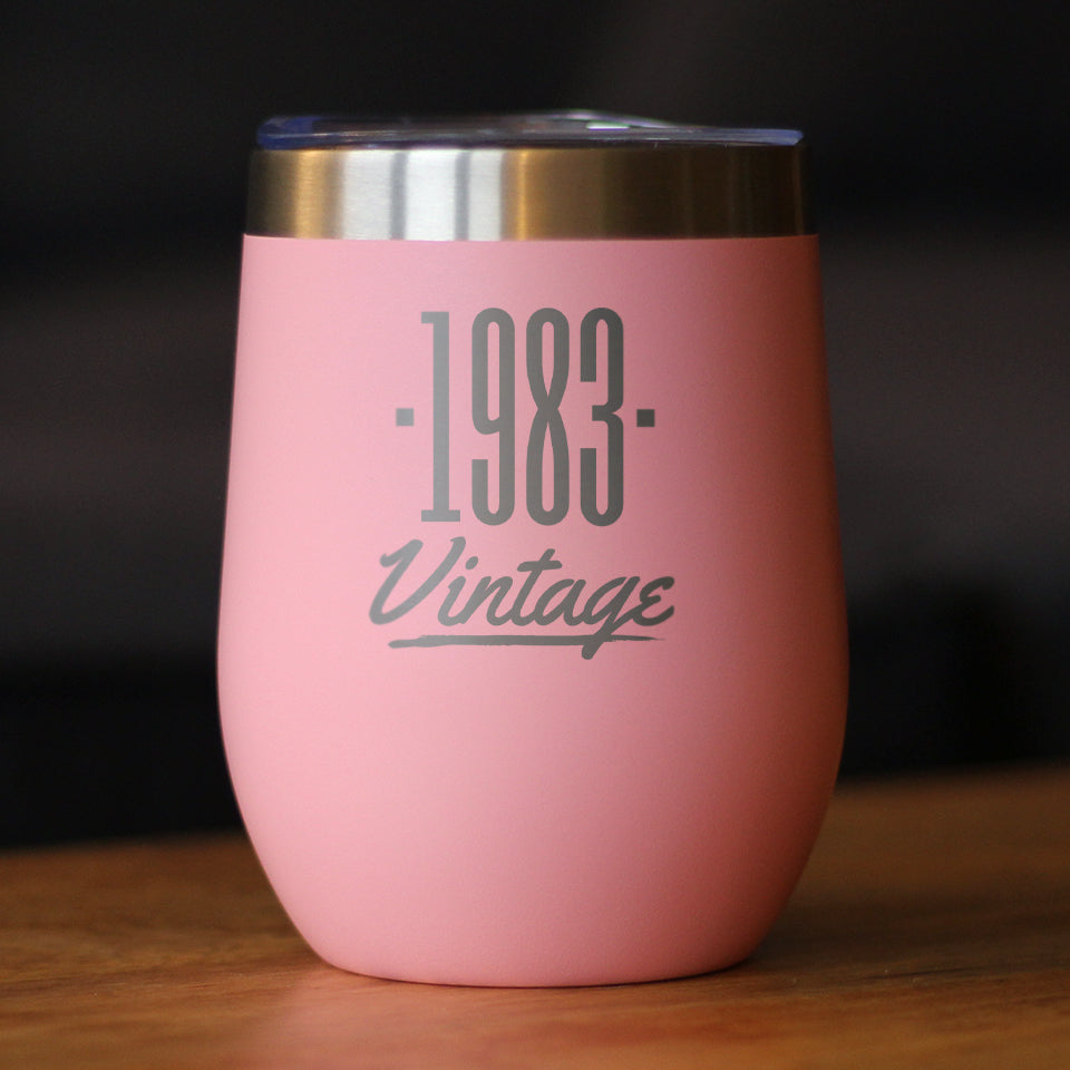 Vintage 1983 - Insulated Wine Tumbler - 42nd Birthday Gifts for Women & Men Turning 42