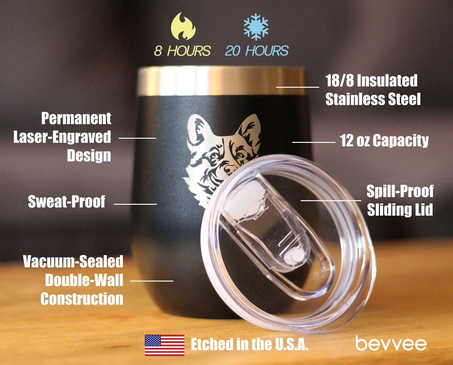Welsh Corgi Face - Wine Tumbler